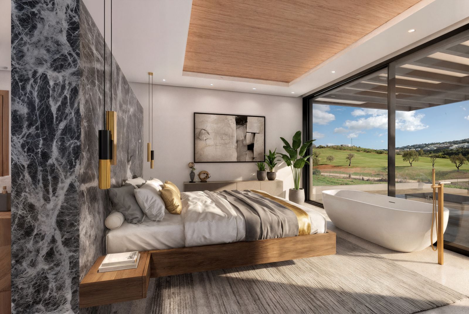 04 modern bedroom with pool view
