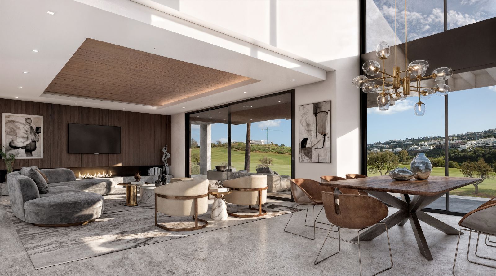 05 modern living room sunrise view